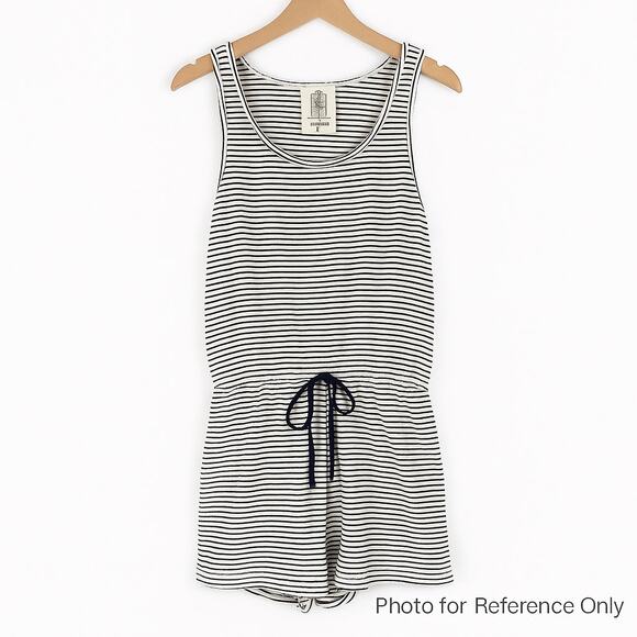 Lili’s Closet Women’s Romper Size M Black White Striped Sleeveless Drawstring - Picture 1 of 6